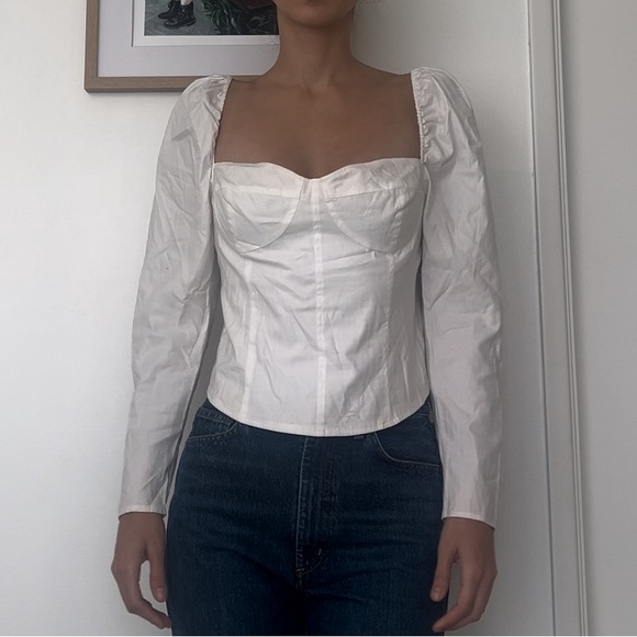 NWT Reformation Cacio Long Sleeve Top (White) - Small - Picture 2 of 7